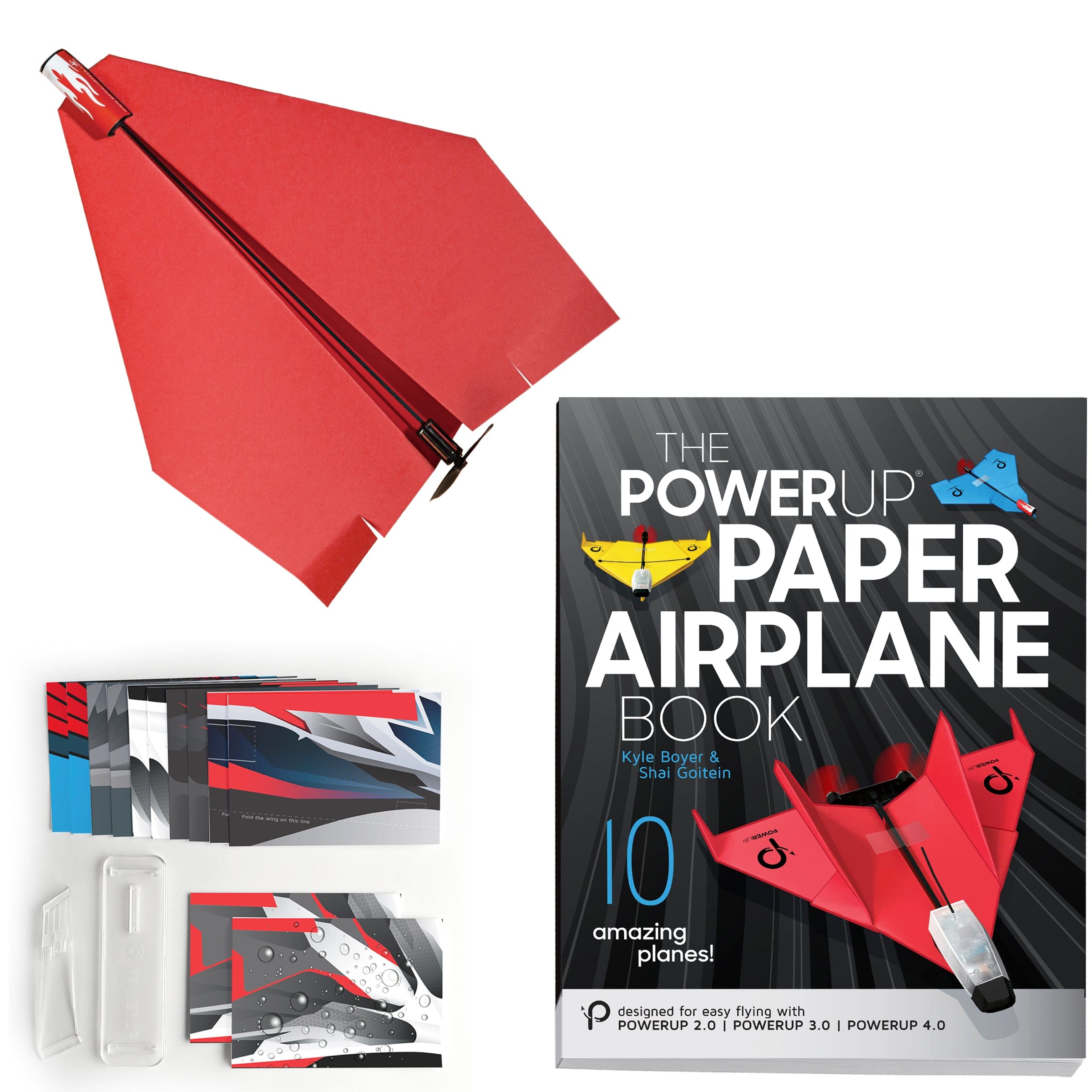 POWERUP 2.0 Design Studio- DIY Paper Plane Conversion Kit & Illustrated  Paper Airplane Folding Book- Origami Paper Airplanes for Kids, Teens, 